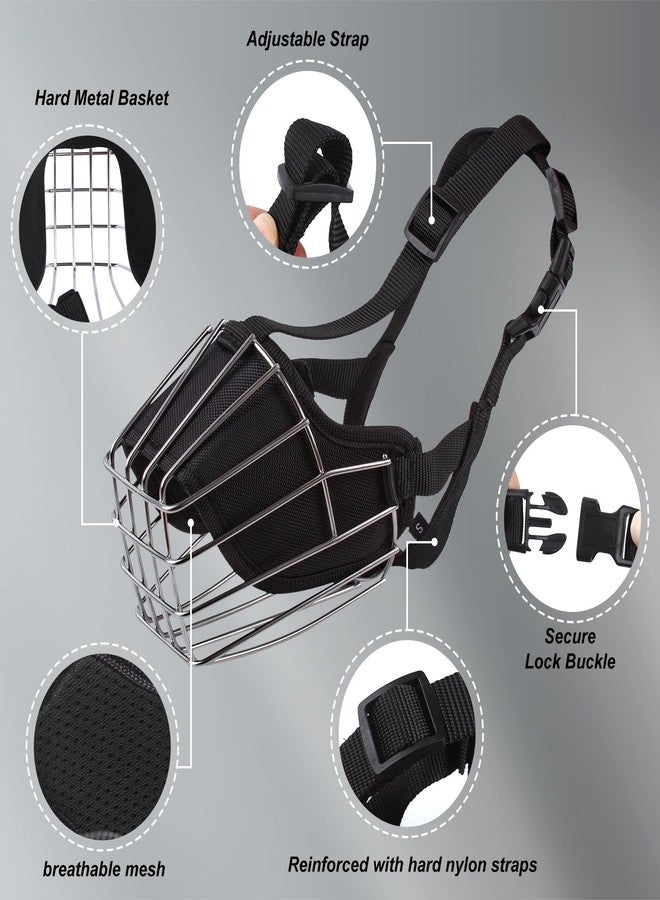 ECOSEAO Dog Muzzle Metal Basket for Casaro, Labrador Retriever, Alaskan Malamute, Caucasian Shepherd, Saint Bernard, Bernese Mountain Adjustable Nylon Straps Secure Wire Mask for Biting Chewing Barking (L) - Image 5