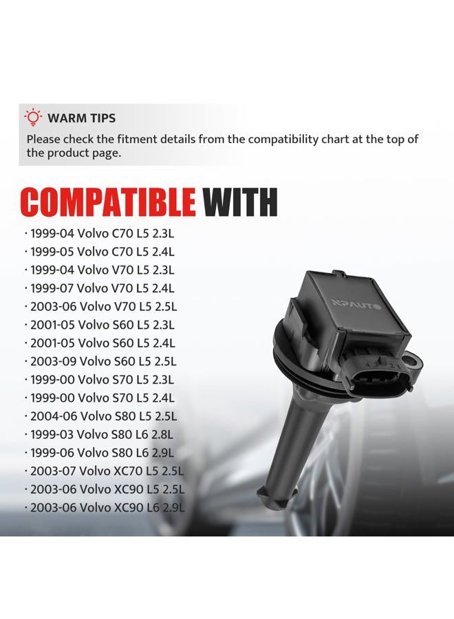 NPAUTO Ignition Coil Pack Replacement for Volvo 2.3L 2.4L 2.5L 2.8L 2.9L, Set of 5, UF341 UF341T - Image 3