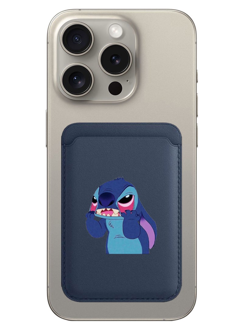 Theodor Magnetic Wallet, Compatible with MagSafe Wallet, for iPhone Wallet, for iPhone 16/15/14/13/12 Series, Not for iPhone 13/12 mini, 3 Card Holder, Vegan Leather, Navy - Stitch - Image 1