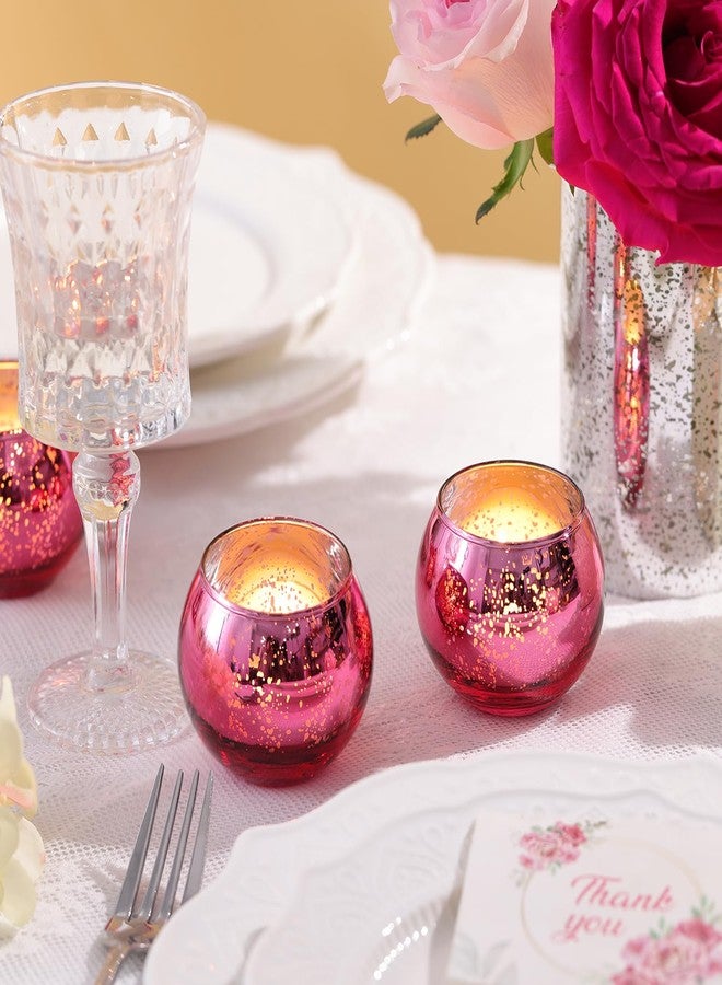 LAMORGIFT 12 Pcs Hot Pink Candle Holders for Barbie Birthday Party Decorations- Summer Bridal Shower Decorations, Votive Candle Holders for Wedding, Pink Candle Centerpieces for Disco, Cowgirl Party - Image 3
