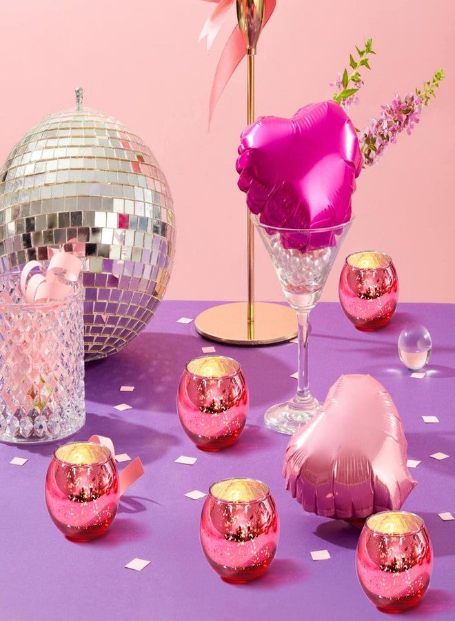 LAMORGIFT 12 Pcs Hot Pink Candle Holders for Barbie Birthday Party Decorations- Summer Bridal Shower Decorations, Votive Candle Holders for Wedding, Pink Candle Centerpieces for Disco, Cowgirl Party - Image 5
