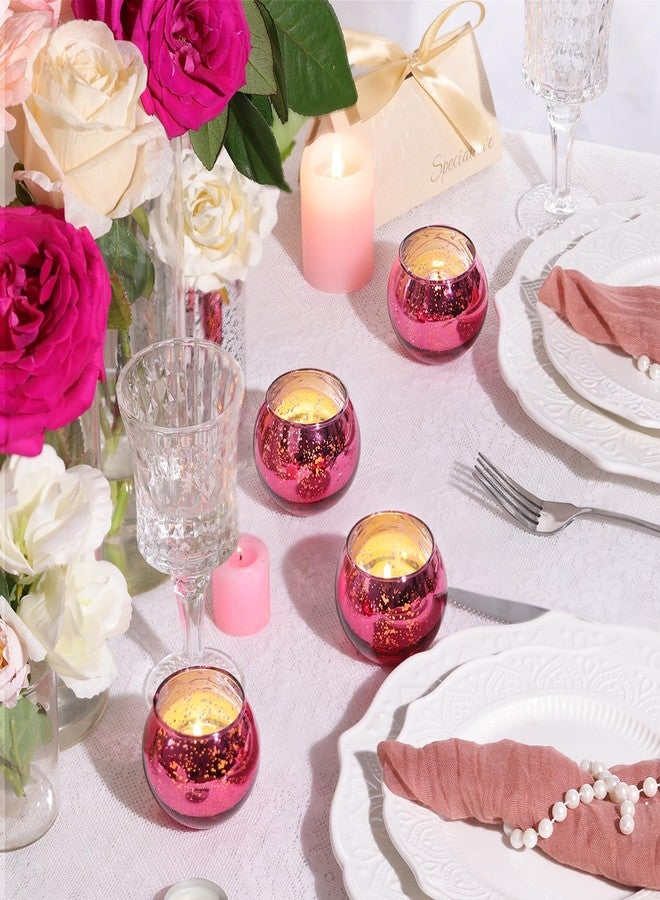 LAMORGIFT 12 Pcs Hot Pink Candle Holders for Barbie Birthday Party Decorations- Summer Bridal Shower Decorations, Votive Candle Holders for Wedding, Pink Candle Centerpieces for Disco, Cowgirl Party - Image 4