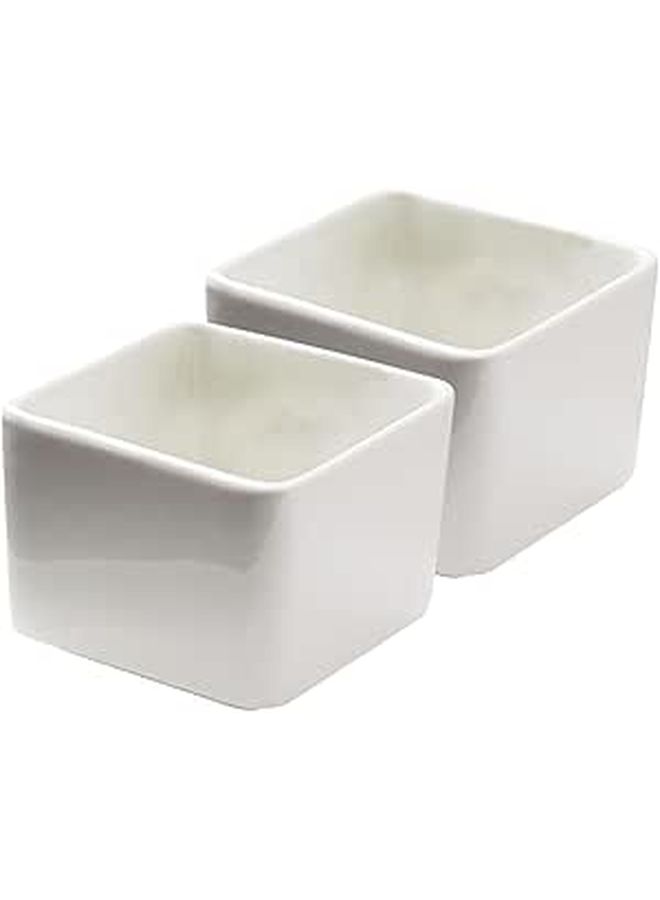Ceramic Square Serving Bowl Set 2 Pieces For Dipping Sauce Ketchup Mustard Salad Dressing - Image 1