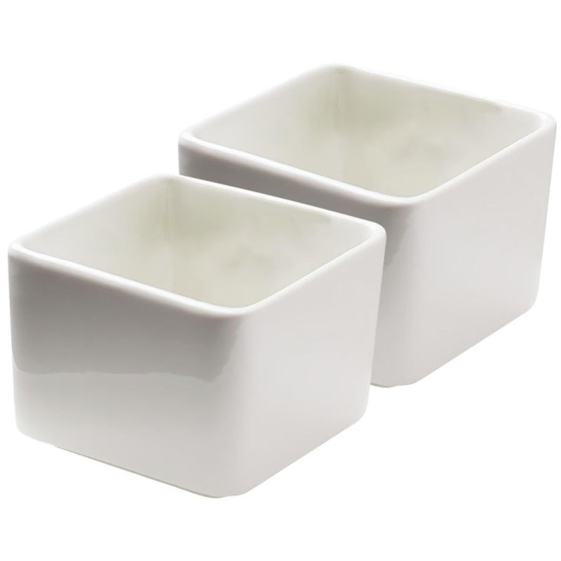 Ceramic Square Serving Bowl Set 2 Pieces For Dipping Sauce Ketchup Mustard Salad Dressing - Image 2