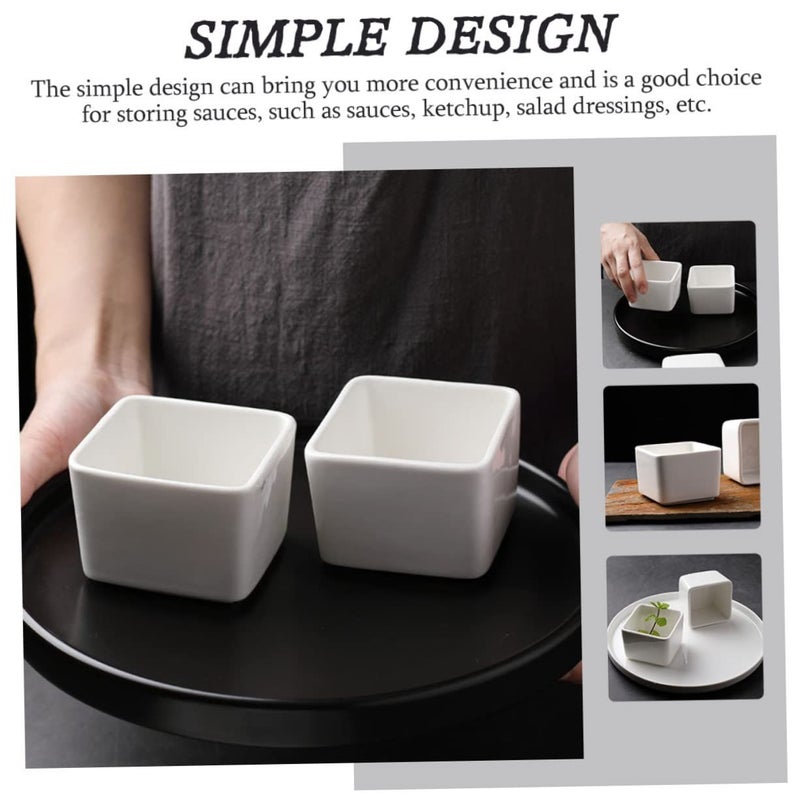 Ceramic Square Serving Bowl Set 2 Pieces For Dipping Sauce Ketchup Mustard Salad Dressing - Image 5