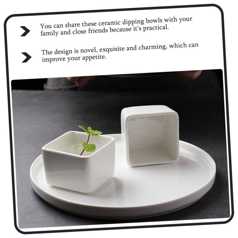 Ceramic Square Serving Bowl Set 2 Pieces For Dipping Sauce Ketchup Mustard Salad Dressing - Image 3