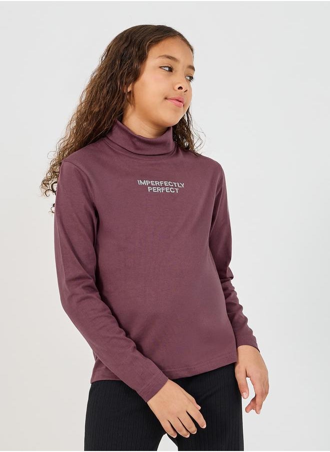 Styli Styli Embroidered Turtle Neck Long Sleeve T-Shirt  - Image 1