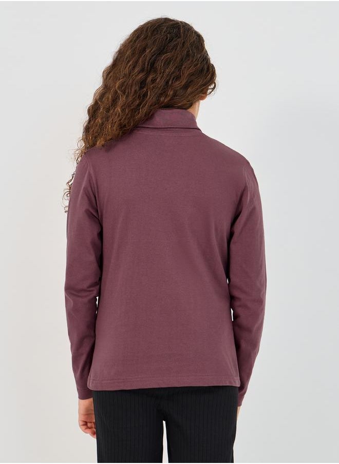 Styli Styli Embroidered Turtle Neck Long Sleeve T-Shirt  - Image 5
