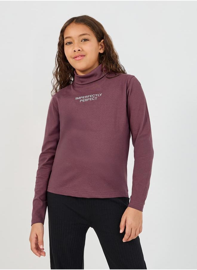 Styli Styli Embroidered Turtle Neck Long Sleeve T-Shirt  - Image 3