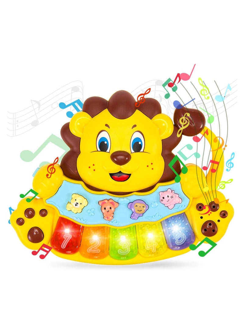 Educational Lion Toy - Baby Musical Toy - Light Up Toy Piano - Crib Music Toy for Babies and Toddlers - Toy Keyboard has 5 Numbered Keys - Perfect Toys for 1 Year Old Boys and Girls  - Image 1