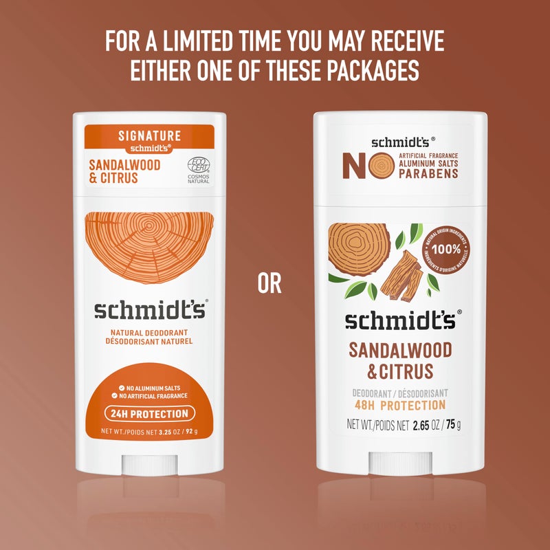 Schmidt's Aluminum-Free Vegan Deodorant Sandalwood & Citrus 4 Count for Women and Men, with 24 Hour Odor Protection, Natural Ingredients, Cruelty-Free, 2.65 oz - Image 2