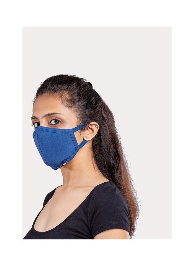 Tamboo's 2-Piece Eco Friendly Reusable Washable Soft Adults Face Masks Deep Blue 30x13.5cm - Image 2