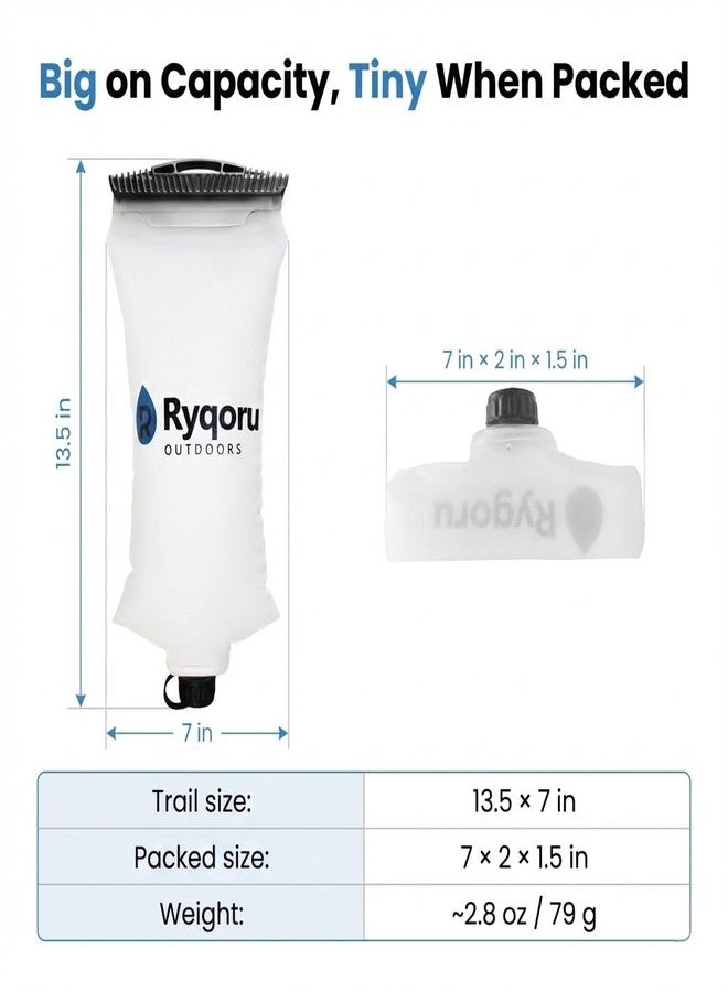 Ryqoru 2L Collapsible Water Bag, 28mm Thread TPU Hydration Canteen Compatible with Sawyer Squeeze, BPA Free Leak‑Resistant Water Bladder for Camping and Hiking - Image 4