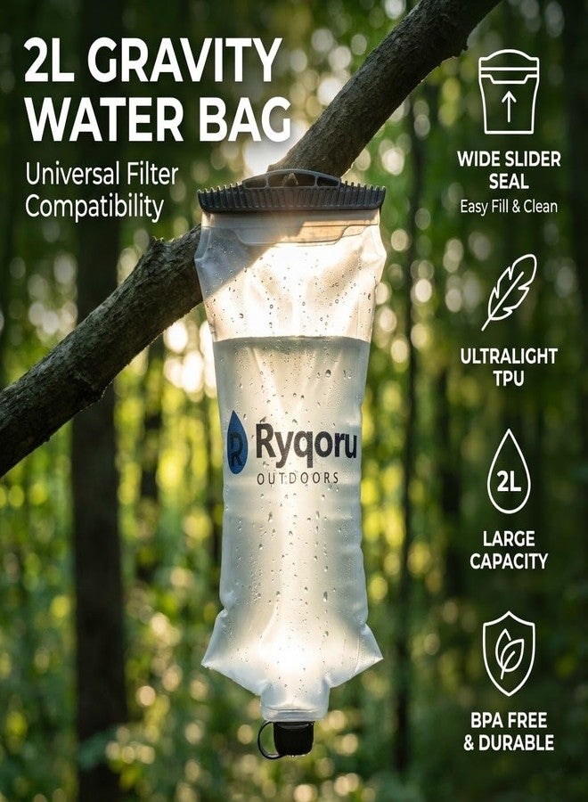 Ryqoru 2L Collapsible Water Bag, 28mm Thread TPU Hydration Canteen Compatible with Sawyer Squeeze, BPA Free Leak‑Resistant Water Bladder for Camping and Hiking - Image 2