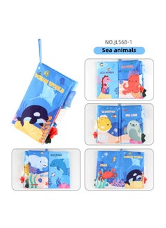 Generic Baby Baby Sea Land Air Tail Cloth Book Ocean Forest Flying Animals Palm Book Early Education Toy With Ring Paper-Color:English 4 Pages 8 Sides Ocean Tail Cloth Book 40.4g  - Image 1