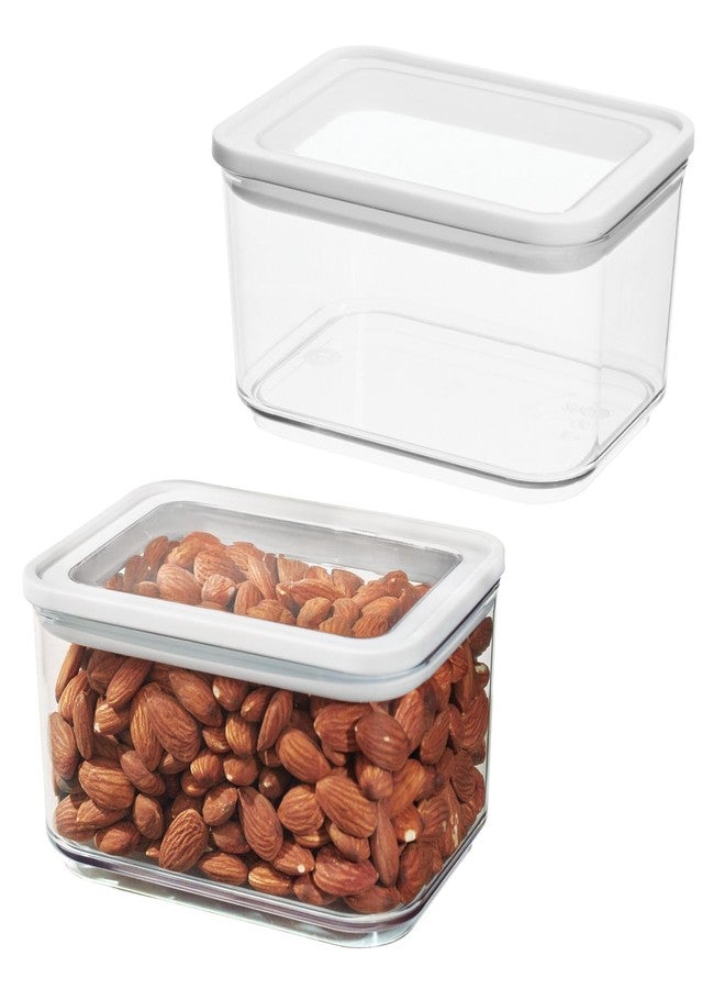 إنترديزاين علبة مطبخ صغيرة محكمة الإغلاق من iDesign مع ملصق قابل للمسح - طقم من قطعتين - شفاف/أبيض - Image 1