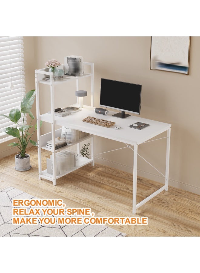 NEWLAN Sturdy and Stable Office Desk, 2-in-1 Gaming Desk with Side Bookshelf, Easy to Clean, Modern Simple Style Writing Desk Table for Home Office, Study or Gaming. - Image 3