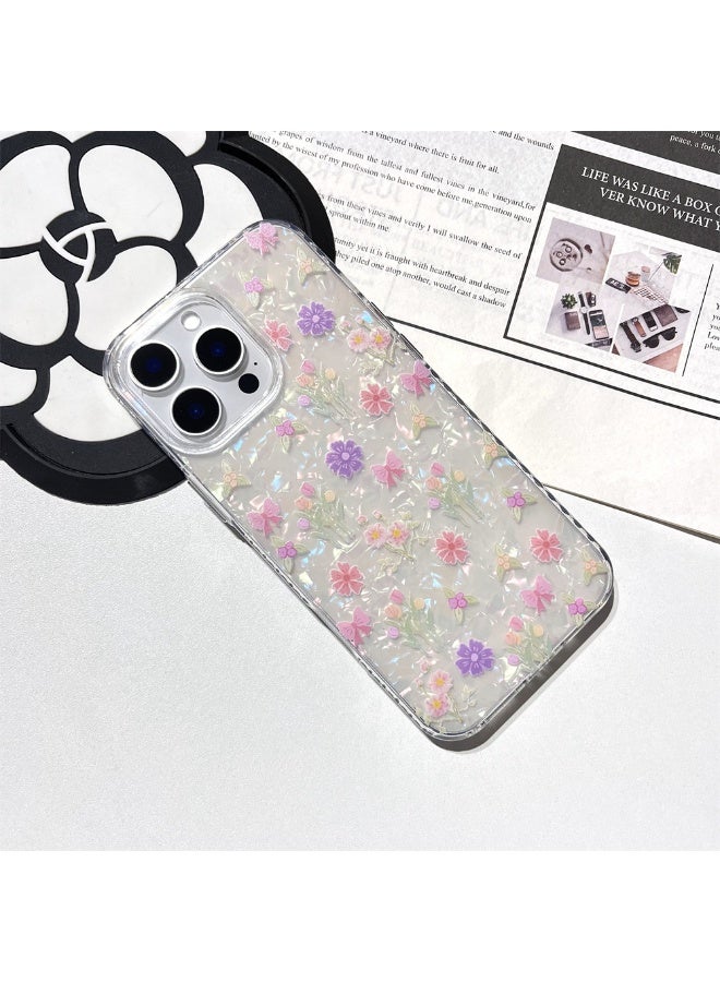 NIBEMINENT Colorful Shell Pattern Floral Protective TPU Case Cover For iPhone 14 Clear - Image 1