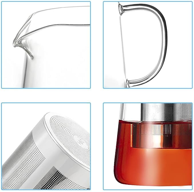 CROCKERY HUB CROCKERY HUB Glass Kettle Teapot with Removable Infuser Lid Handle Glass Tea Kettle Stovetop Safe Great for Loose Leaf Tea Blooming Tea Tea Bags Fruit Infused Water  - Image 5