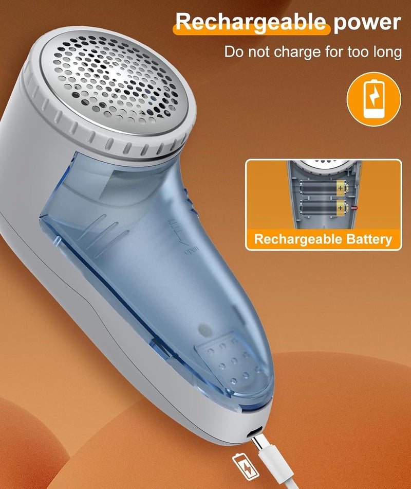 Tohsssik Fabric Shaver Electric Lint Remover Rechargeable Fuzz Lint Shaver with 3Leaf Stainless Steel Blades Professional Sweater Shaver Lint Fuzz Pill Remover for Cloths Fabrics and Furniture Gray - Image 4