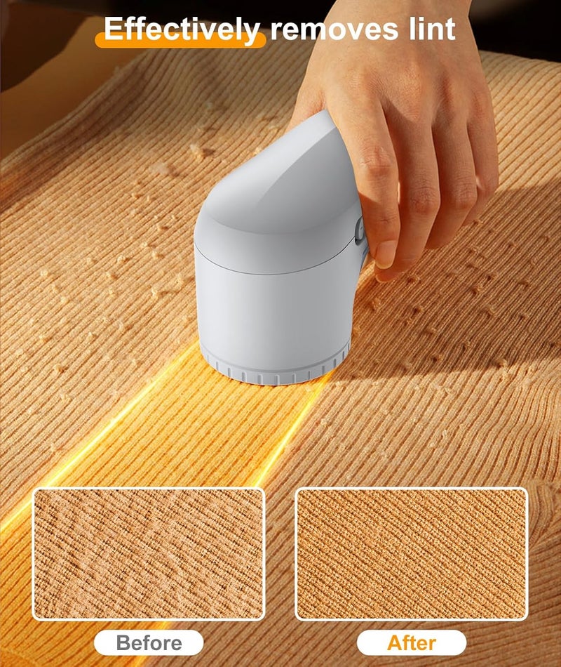 Tohsssik Fabric Shaver Electric Lint Remover Rechargeable Fuzz Lint Shaver with 3Leaf Stainless Steel Blades Professional Sweater Shaver Lint Fuzz Pill Remover for Cloths Fabrics and Furniture Gray - Image 2