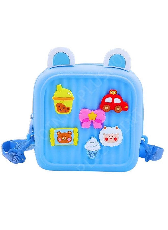 PLUSPOINT حقيبة ظهر سيليكون للأطفال من PLUSPOINT حقيبة صغيرة للأولاد والبنات حقيبة مقاومة للماء للأطفال الصغار مع شارات كرتونية ثلاثية الأبعاد لطيفة، حقيبة سفر خفيفة الوزن لرياض الأطفال للأطفال - Image 1