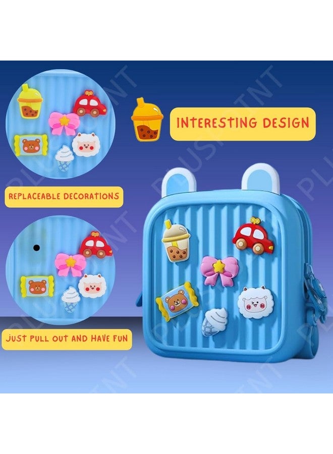 PLUSPOINT حقيبة ظهر سيليكون للأطفال من PLUSPOINT حقيبة صغيرة للأولاد والبنات حقيبة مقاومة للماء للأطفال الصغار مع شارات كرتونية ثلاثية الأبعاد لطيفة، حقيبة سفر خفيفة الوزن لرياض الأطفال للأطفال - Image 2