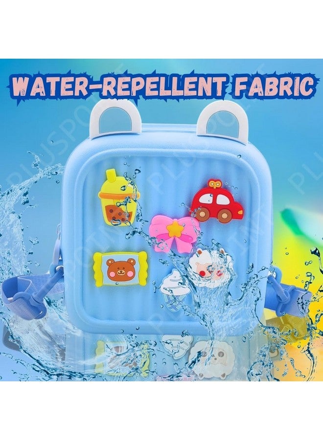 PLUSPOINT حقيبة ظهر سيليكون للأطفال من PLUSPOINT حقيبة صغيرة للأولاد والبنات حقيبة مقاومة للماء للأطفال الصغار مع شارات كرتونية ثلاثية الأبعاد لطيفة، حقيبة سفر خفيفة الوزن لرياض الأطفال للأطفال - Image 4
