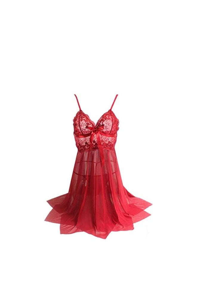Women Lace Babydoll Sheer Floral Chemise Nightgown Dress  - Image 1