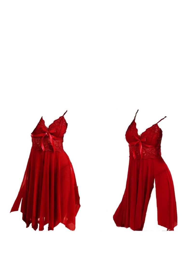 Women Lace Babydoll Sheer Floral Chemise Nightgown Dress  - Image 2