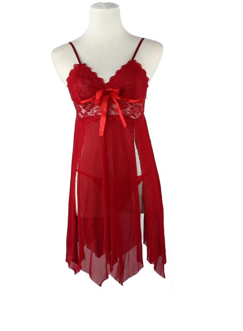 Women Lace Babydoll Sheer Floral Chemise Nightgown Dress  - Image 3