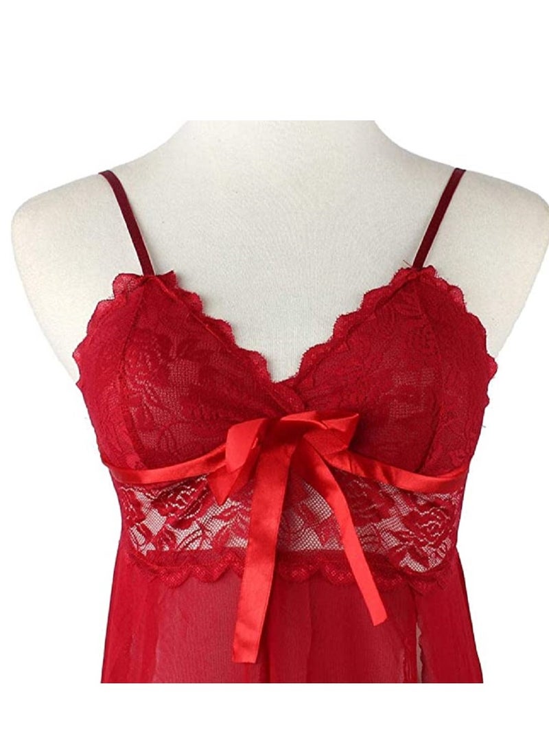 Women Lace Babydoll Sheer Floral Chemise Nightgown Dress  - Image 4