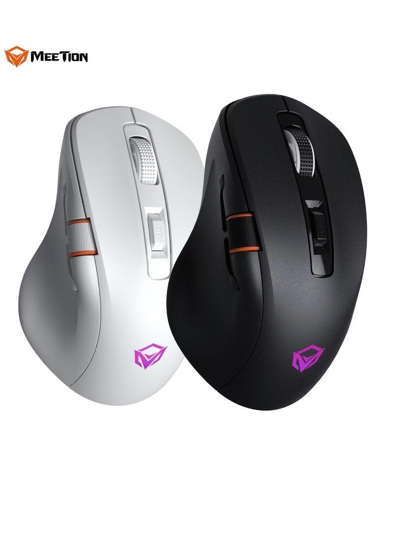 Meetion - MEETION Three-Mode Gaming Ergonomic Mouse GW32 2.4G/Bluetooth/Wired PAW3220 Sensor Up to 8000DPI 1000Hz Polling Rate 20 Million Times Micro Switch RGB Lighting Effects 700mAh Long Battery Life Right-Handed Ergonomics Meetion Exclusive Driver - Image 1