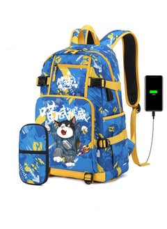 Junior High School Student Backpack Primary School Student Large Capacity School Bag + Pencil Case Set 47*14*30cm