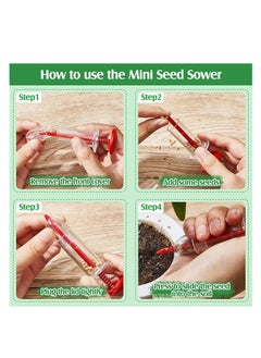 SYOSI Small Seed Planter Tool Mini Garden Hand Tools Distribute Seeds Evenly Indoor Outdoor Sowing Seed Dispenser with 2 Transplanting Tools for Plante Carrot Lettuce Grass Spinach Kale Radish Seed 4PCS  - Image 4