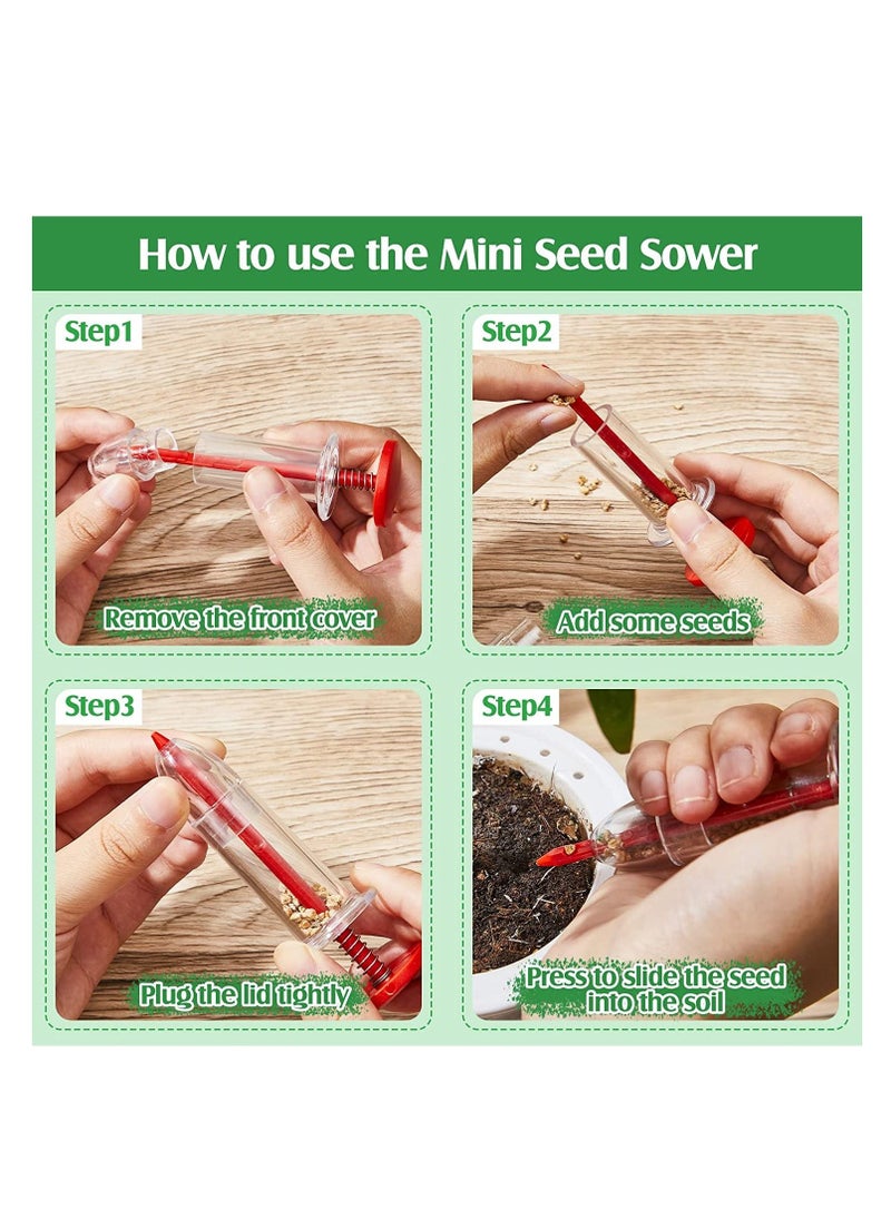 SYOSI Small Seed Planter Tool Mini Garden Hand Tools Distribute Seeds Evenly Indoor Outdoor Sowing Seed Dispenser with 2 Transplanting Tools for Plante Carrot Lettuce Grass Spinach Kale Radish Seed 4PCS  - Image 4