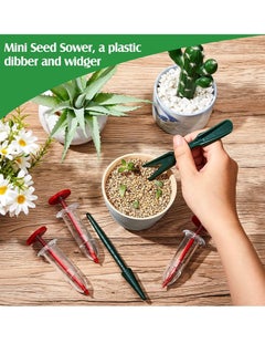 SYOSI Small Seed Planter Tool Mini Garden Hand Tools Distribute Seeds Evenly Indoor Outdoor Sowing Seed Dispenser with 2 Transplanting Tools for Plante Carrot Lettuce Grass Spinach Kale Radish Seed 4PCS  - Image 5