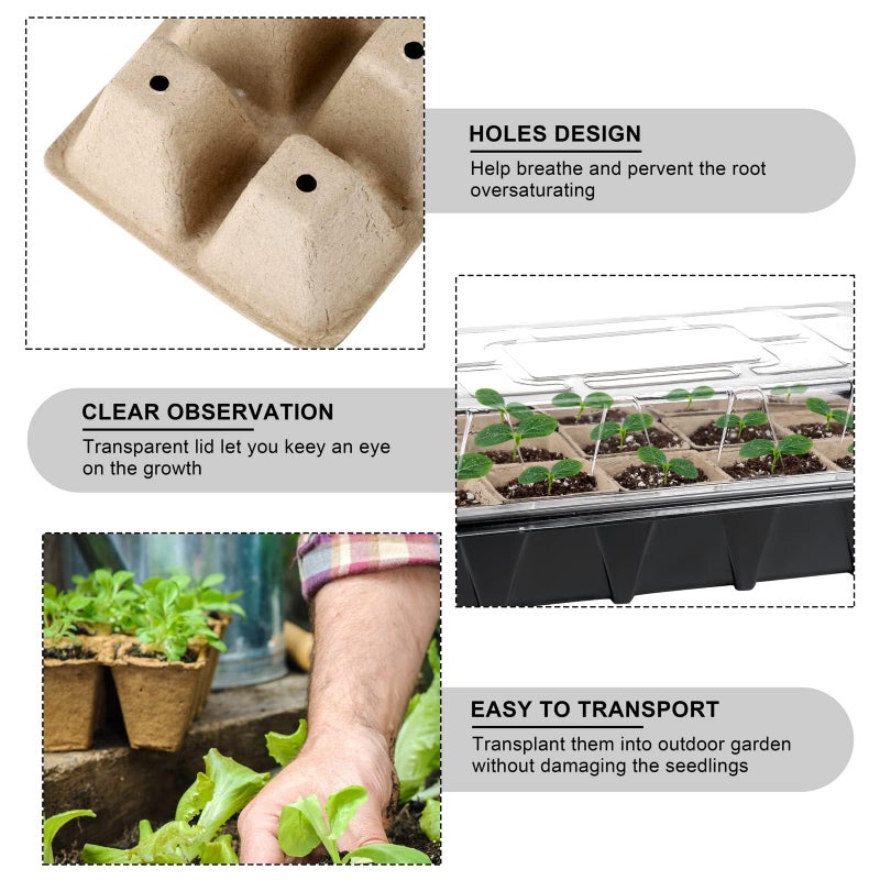 Aodaer 193 Pack Seed Starter Kit Including Seed Starter Tray Peat Pots for Seedlings with Plant Labels, Tool, Plastic Growing Trays Germination Tray Paper Seedling Cups for Indoor Outdoor Garden - Image 3