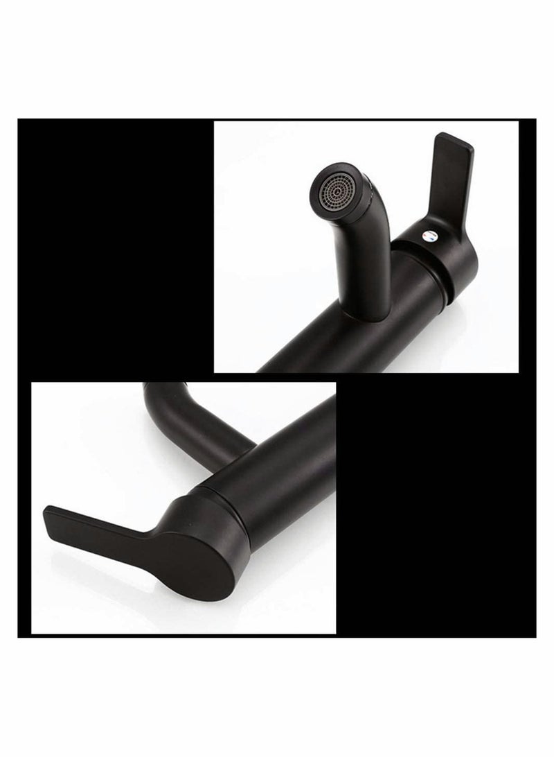 SYOSI Tap Black Bathroom Faucet Stainless Steel Basin Mixer Bathroom Accessories Black Tap Sink Basin Mixer Tap for Home Kitchen, Short Pattern - Image 5