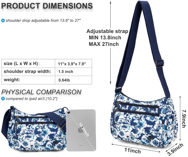 Pealwel Casual Crossbody Bag with Anti Theft Pocket - Women Lightweight Water-Resistant Purse Bag (Flower) - Image 4