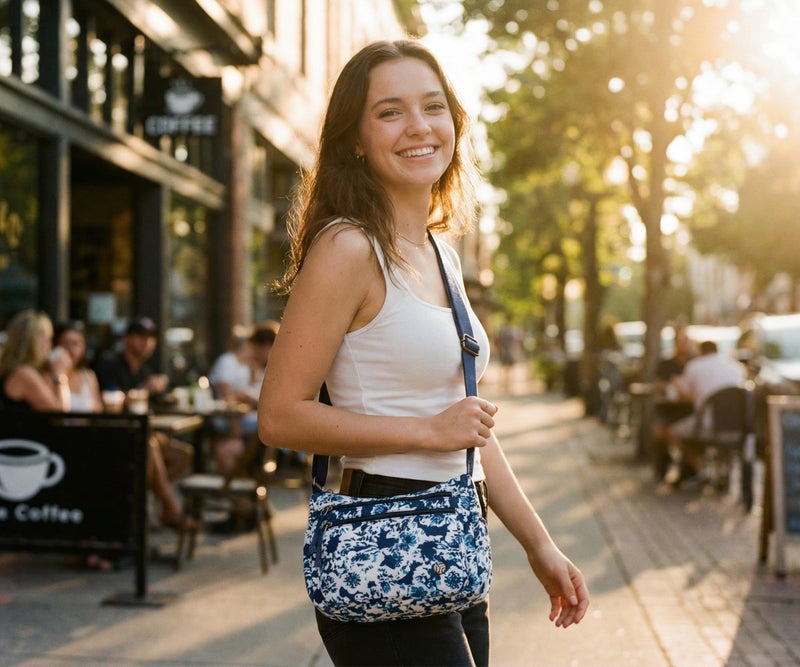 Pealwel Casual Crossbody Bag with Anti Theft Pocket - Women Lightweight Water-Resistant Purse Bag (Flower) - Image 2