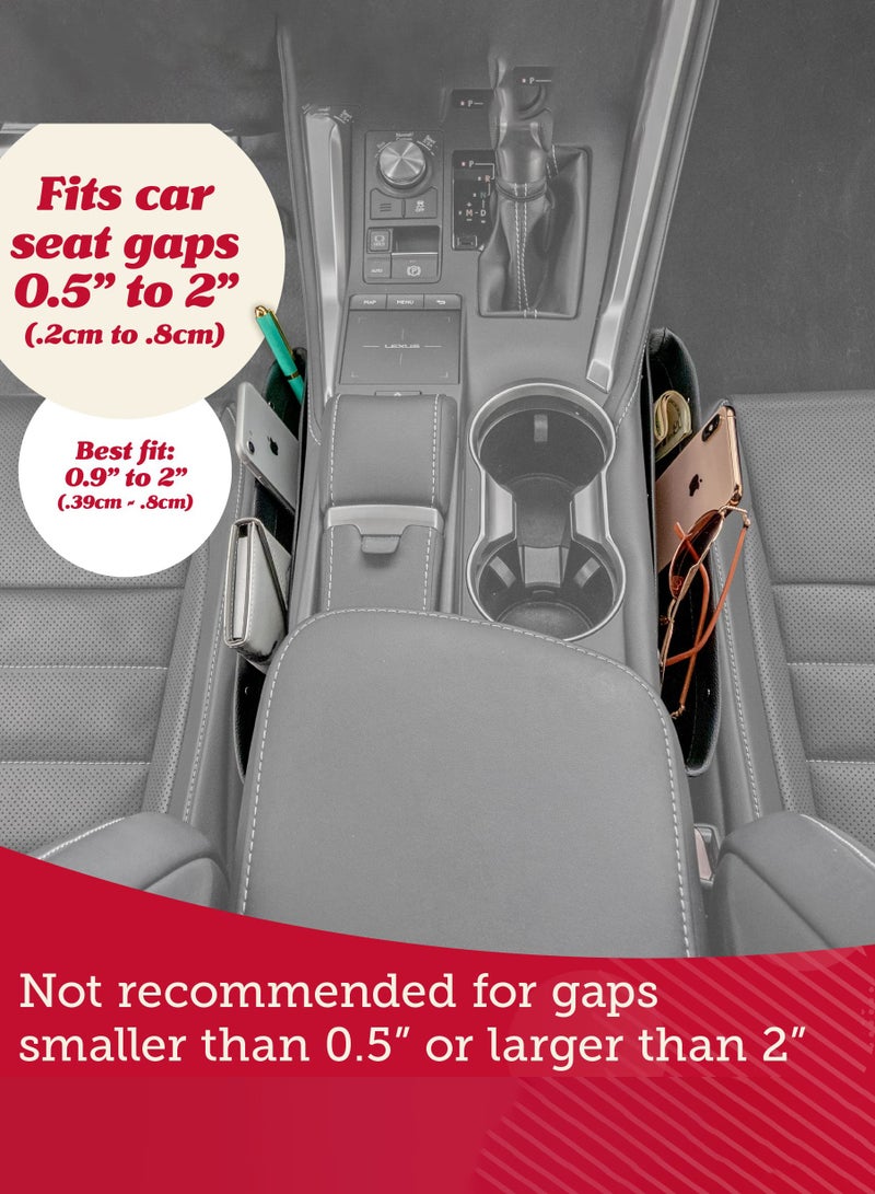 حشو فجوات مقعد السيارة ومنظم (عبوة من قطعتين) - حشو فجوات وتخزين بين المقاعد - مقاس عالمي وجلد نباتي - يحمل الهاتف والمفاتيح والنظارات - منظم حشو فجوات مقعد السيارة - Image 4