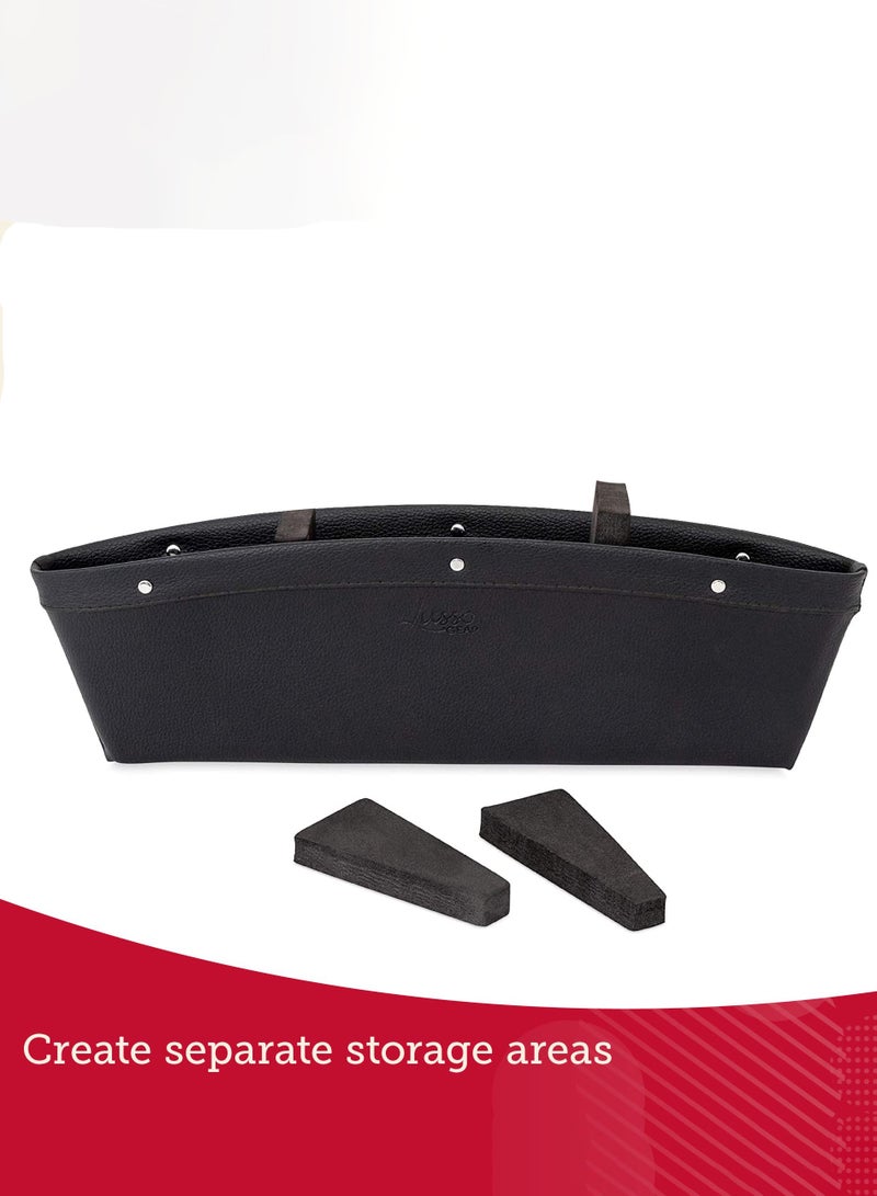 حشو فجوات مقعد السيارة ومنظم (عبوة من قطعتين) - حشو فجوات وتخزين بين المقاعد - مقاس عالمي وجلد نباتي - يحمل الهاتف والمفاتيح والنظارات - منظم حشو فجوات مقعد السيارة - Image 3