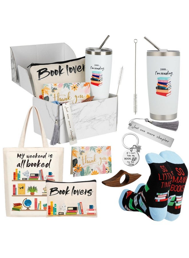 Kolewo4ever 11 Pieces Book Lovers Gifts Box Set Christmas Gifts Include Tote Bag,Makeup Bag,Insulated Tumbler,Socks,Keychain,Bookmark,Greeting Card,Book Flipper,Great Gifts For Readers Book Lovers Librarian Gifts  - Image 1