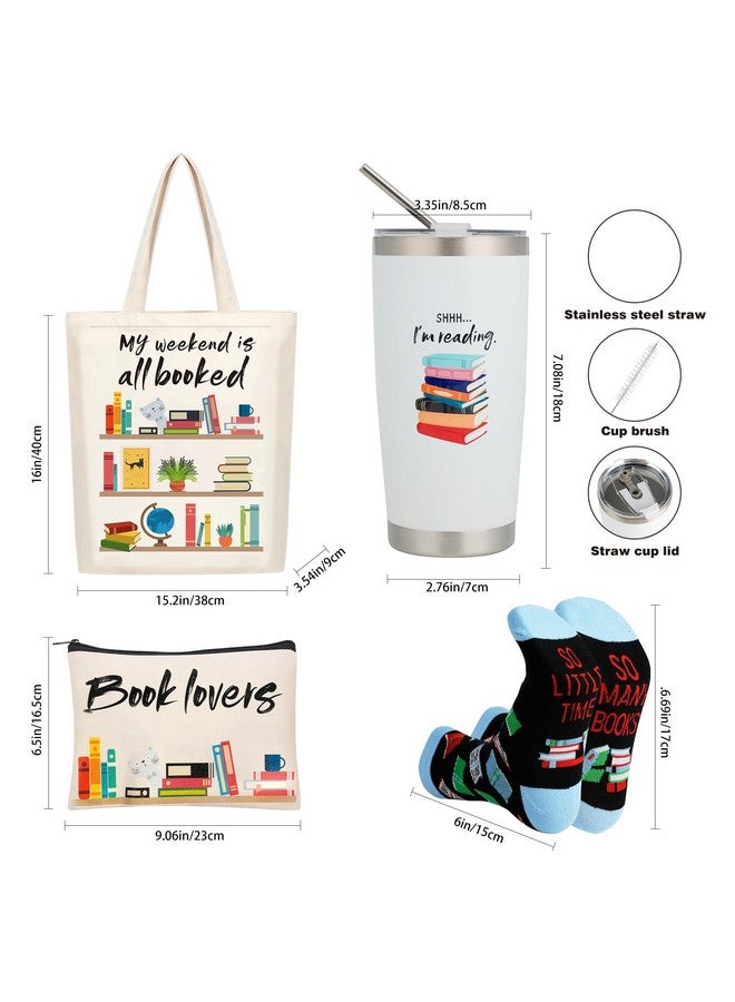 Kolewo4ever 11 Pieces Book Lovers Gifts Box Set Christmas Gifts Include Tote Bag,Makeup Bag,Insulated Tumbler,Socks,Keychain,Bookmark,Greeting Card,Book Flipper,Great Gifts For Readers Book Lovers Librarian Gifts  - Image 2