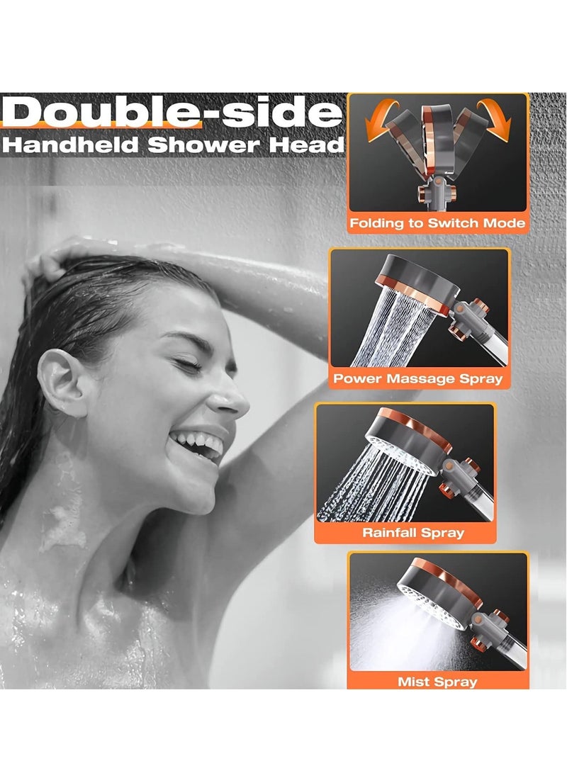 Y&D Filtered Handheld Shower Head, High-Pressure Showerhead with [Rainfall] [Mist] [Massage] Spray Modes wand Comes With [Stainless Steel Hose][Shower Filter Replacement] - Image 5