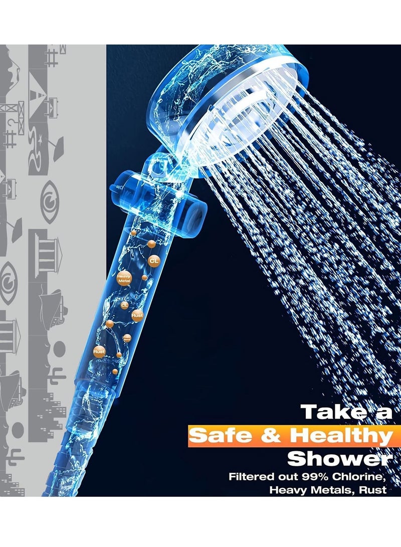 Y&D Filtered Handheld Shower Head, High-Pressure Showerhead with [Rainfall] [Mist] [Massage] Spray Modes wand Comes With [Stainless Steel Hose][Shower Filter Replacement] - Image 2