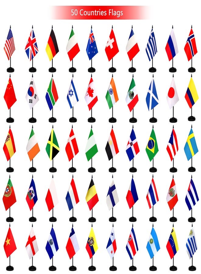 TSMD 50 Countries International World Desk Flags Set Small Mini Office Table Stick Flag with Stand Base,5x8 Inch - Image 4