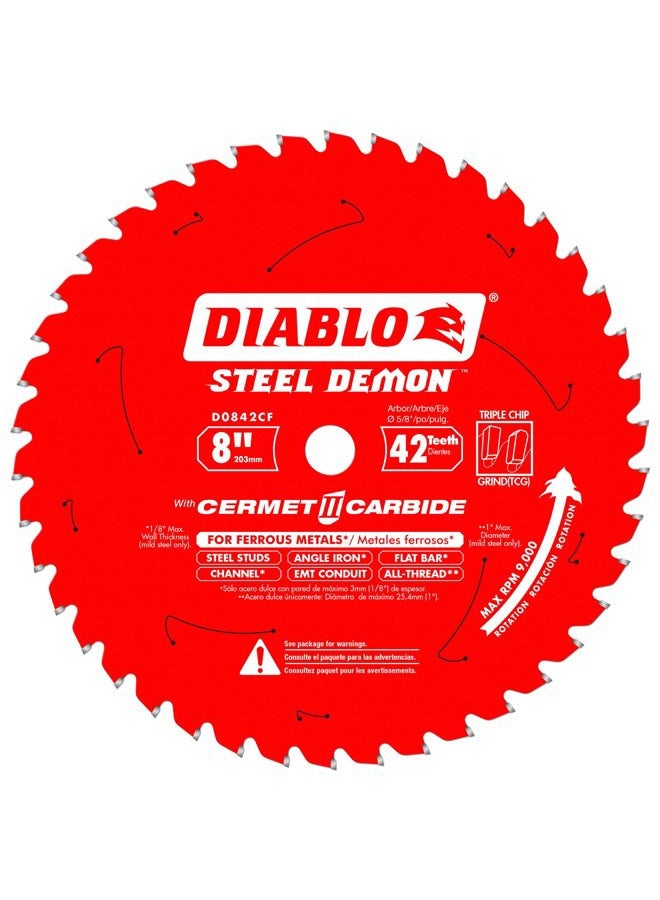 Freud Diablo D0842CF 8-inch Steel Demon 42T Cermet II Carbide Ferrous Metal Saw Blade