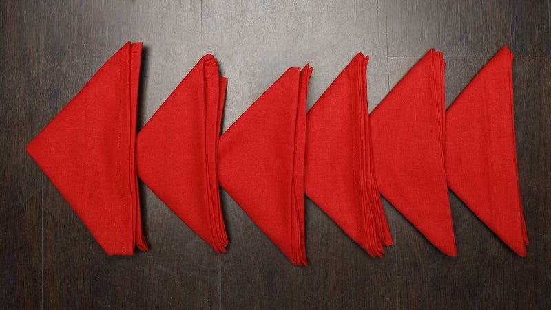 Dekor World Red Cotton Napkin Set (Pack of 6) - Image 1